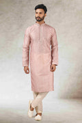 Raivat Ethnic Art Silk Printed Work Kurta Pajama In Pink Colour