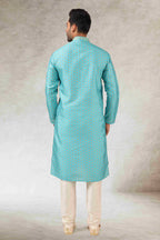 Raivat Ethnic Art Silk Printed Work Kurta Pajama In Sky Blue Colour - Distacart