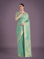 Monjolika Fashion Wonderful Light sky blue Soft Banarasi Satin Silk Leheriya Design Saree - Distacart