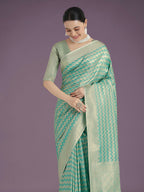 Monjolika Fashion Wonderful Light sky blue Soft Banarasi Satin Silk Leheriya Design Saree - Distacart