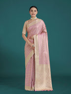 Monjolika Fashion Wonderful Light Lilac Soft Banarasi Satin Silk Leheriya Design Saree - Distacart