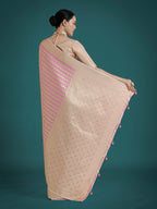 Monjolika Fashion Wonderful Light Lilac Soft Banarasi Satin Silk Leheriya Design Saree - Distacart