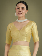 Monjolika Fashion Wonderful Light Yellow Soft Banarasi Satin Silk Leheriya Design Saree
