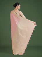 Monjolika Fashion Wonderful Light Pink Soft Banarasi Satin Silk Leheriya Design Saree - Distacart