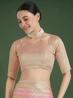 Monjolika Fashion Wonderful Light Pink Soft Banarasi Satin Silk Leheriya Design Saree - Distacart