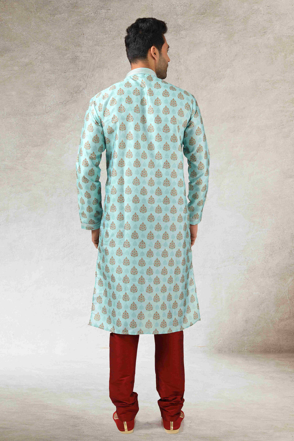 Raivat Ethnic Art Silk Printed Work Kurta Pajama In Pista Green Colour