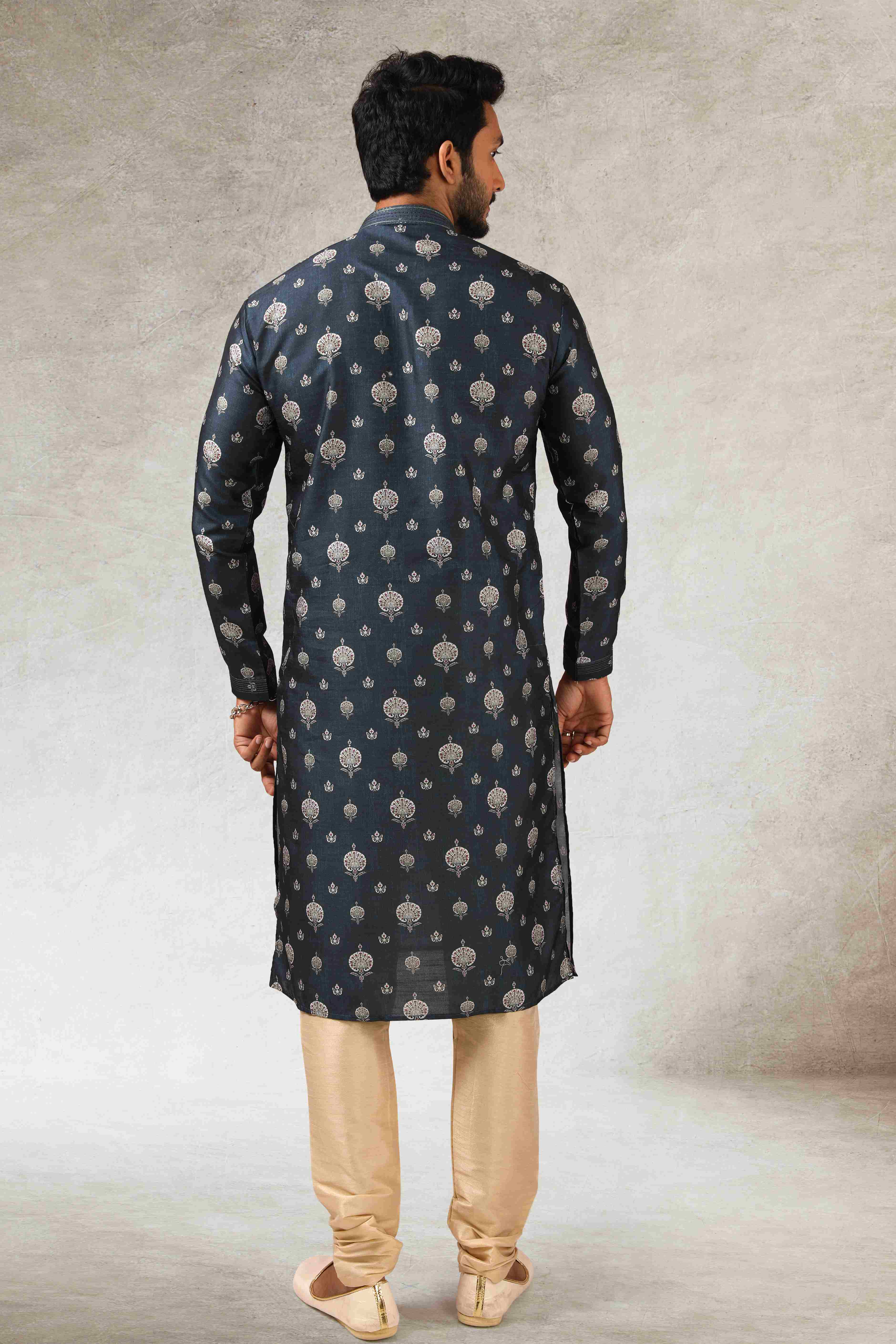 Raivat Ethnic Art Silk Printed Work Kurta Pajama In Teal Green Colour