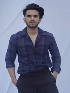 Diva Globe Ckeckard Blue Cotton Shirt - Distacart