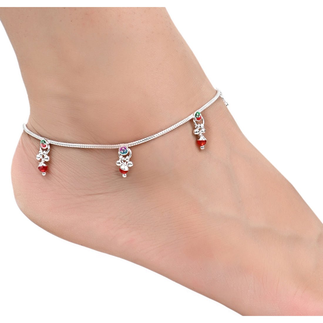 AanyaCentric Silver Plated Traditional Anklets Payal - Classic and Stylish for Women and Girls