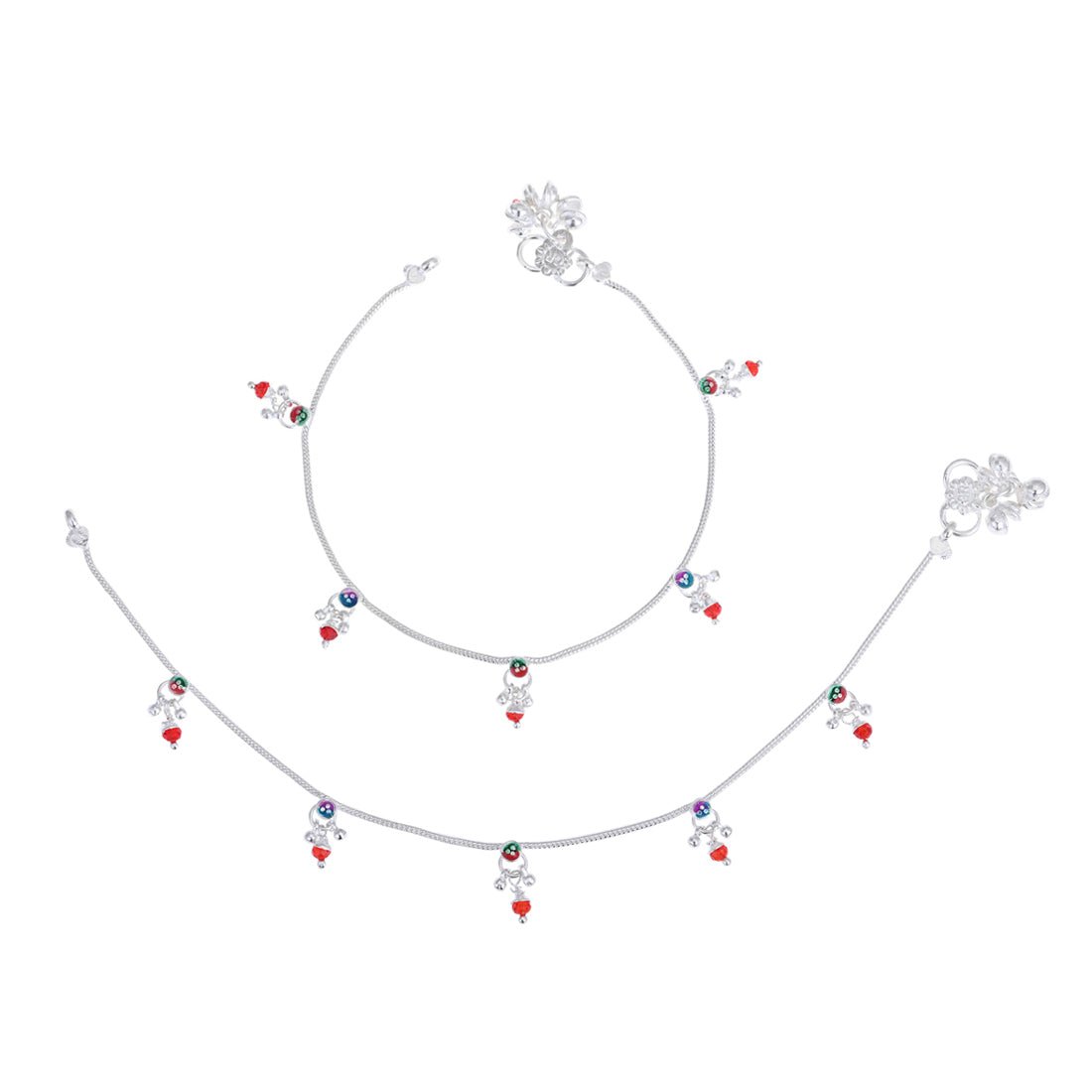 AanyaCentric Silver Plated Traditional Anklets Payal - Classic and Stylish for Women and Girls
