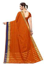 Vamika Orange Cotton Silk Weaving Saree (Rimi Checks Orange)