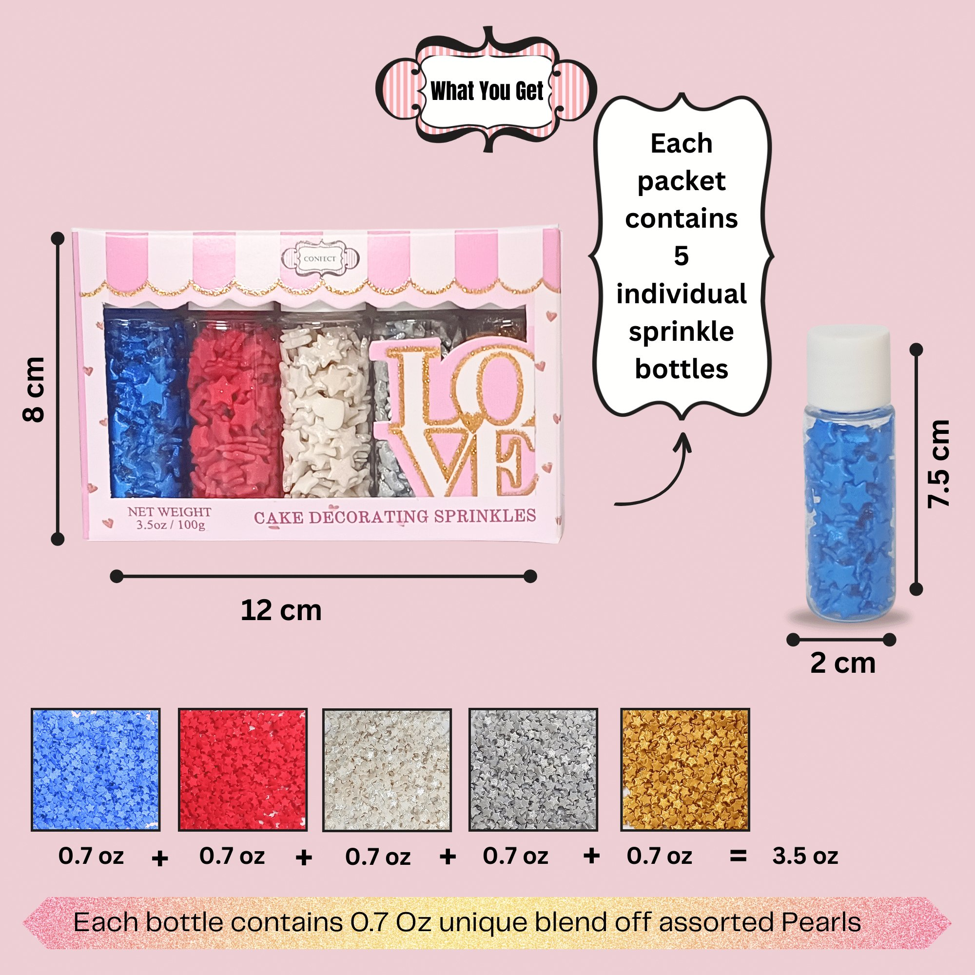 confect edible patriotic sprinkles mix blue red silver white gold sprinkles mighty hero sprinkles pack of 5 j4 02