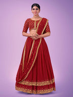 Myra Red Georgette Embroidered Designer Lehenga