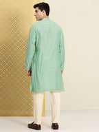 House of Pataudi Floral Printed Sequined Yoke Design Jashn Kurta