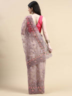kasee Floral Embroidered Zari Net Saree - Distacart