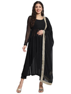 Fab Fashion Black Georgette Side Slit Set