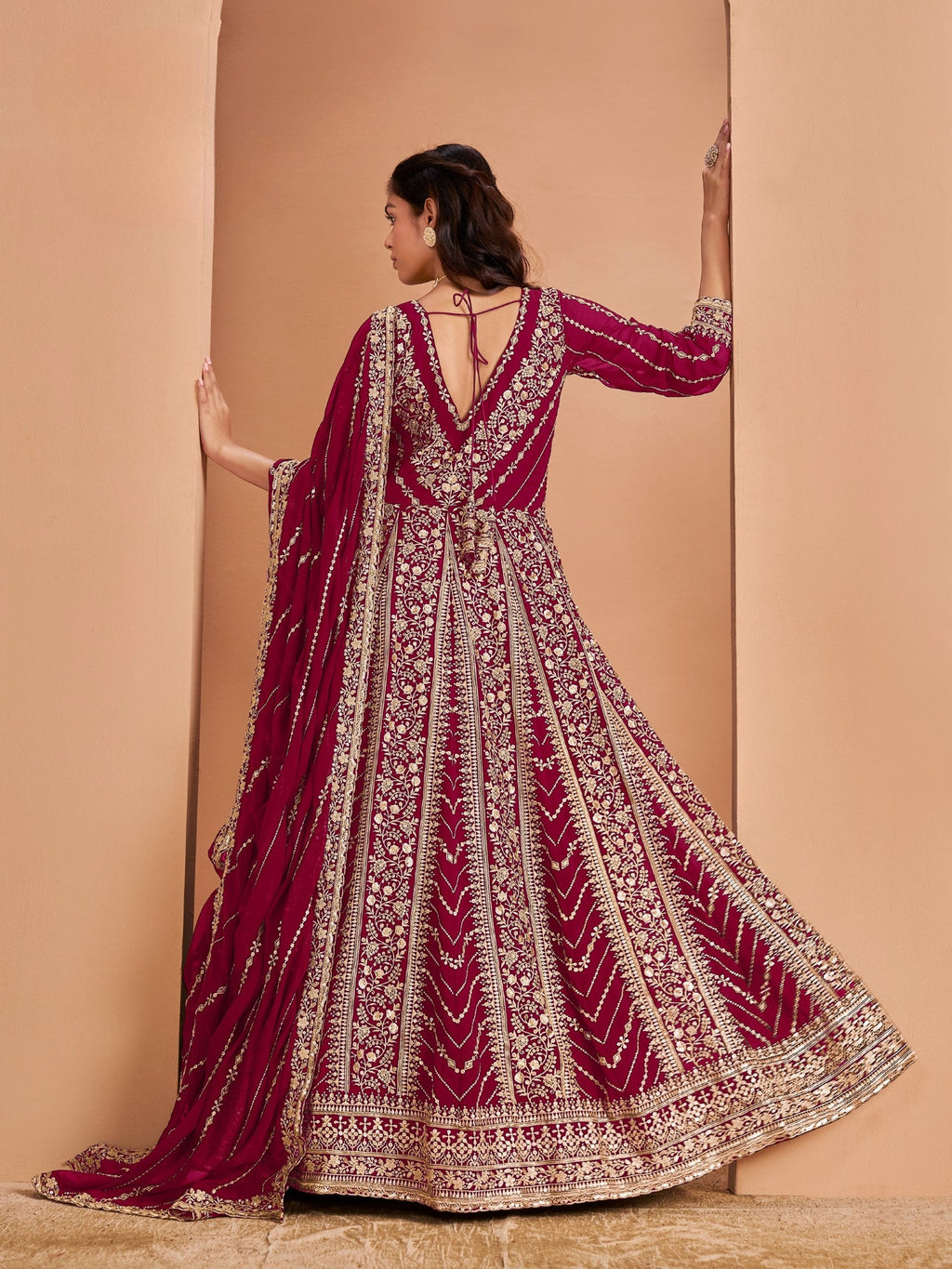 Anaita Dark Pink Georgette Embroidered Salwar Suit - Distacart