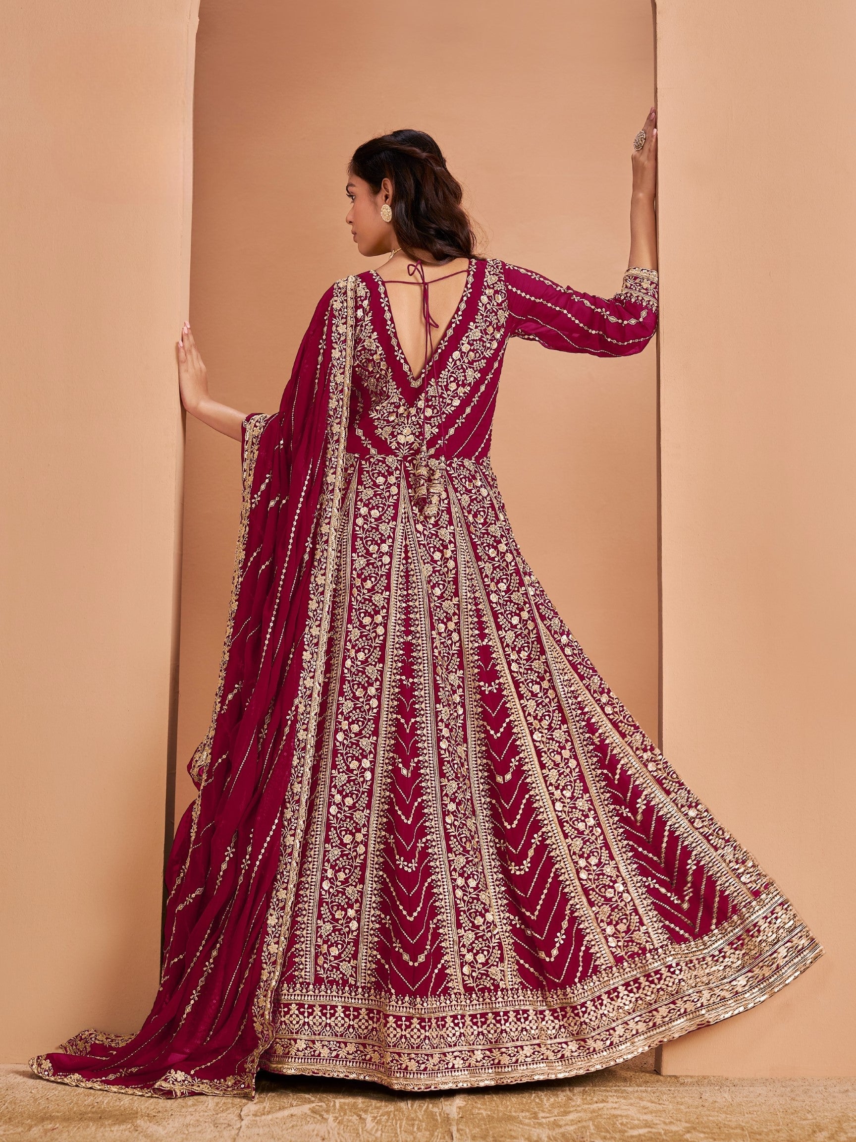 Anaita Dark Pink Georgette Embroidered Salwar Suit - Distacart