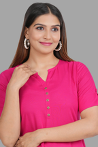 House of RP Women's Pink Rayon Solid Casual Tunic