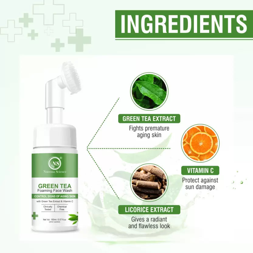 Nuerma Science Green Tea Foaming Face Wash | Hydrate, Soothe & Revitalize Skin