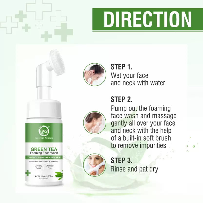 Nuerma Science Green Tea Foaming Face Wash | Hydrate, Soothe & Revitalize Skin