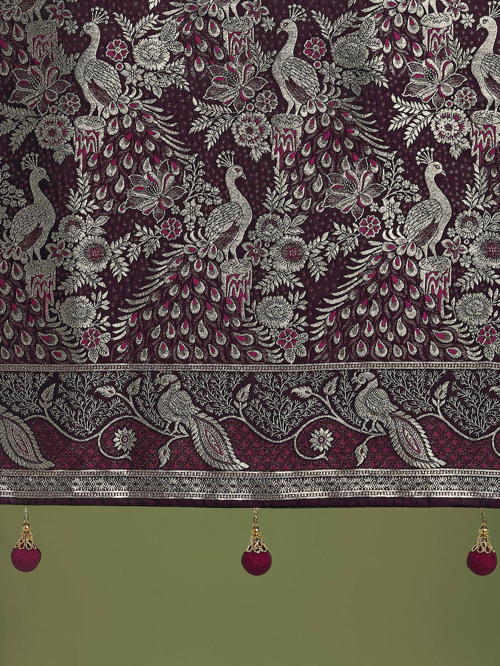 Monjolika Fashion Traditional Wine Woven Banarasi Satin Silk Saree - Distacart