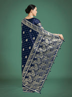 Monjolika Fashion Traditional Blue Woven Banarasi Satin Silk Saree - Distacart