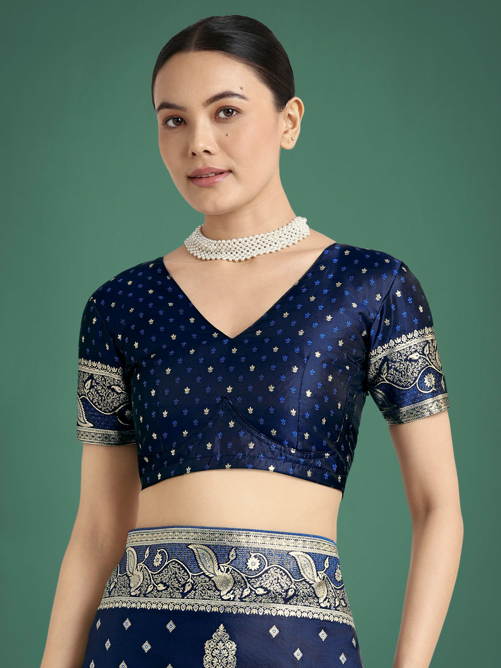 Monjolika Fashion Traditional Blue Woven Banarasi Satin Silk Saree - Distacart