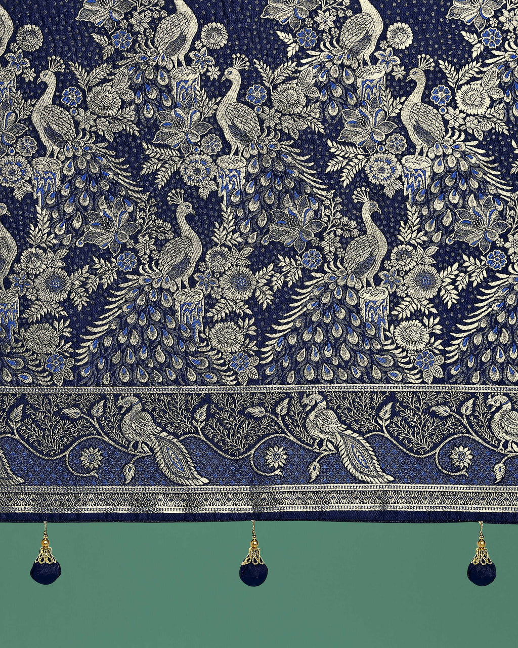 Monjolika Fashion Traditional Blue Woven Banarasi Satin Silk Saree - Distacart