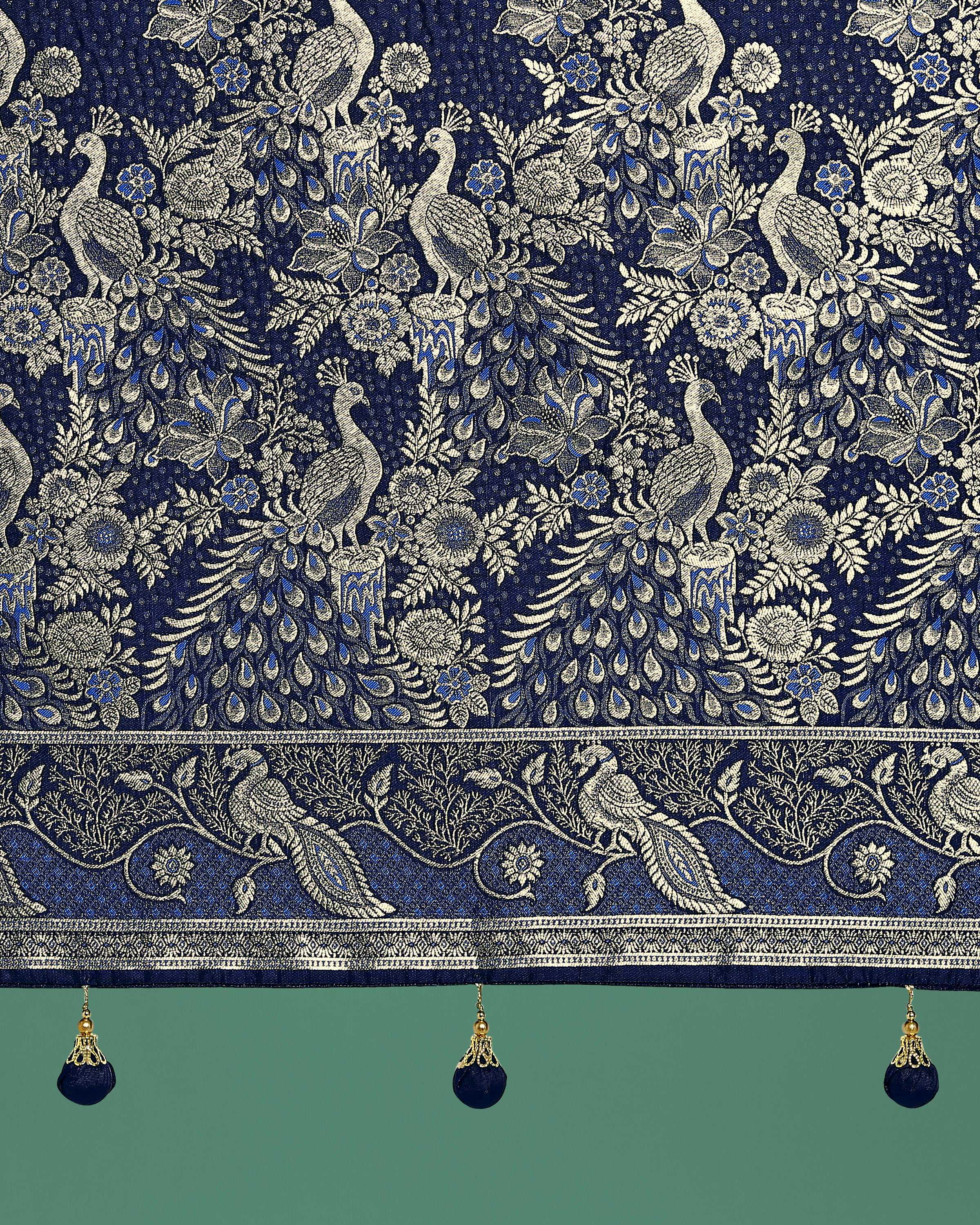 Monjolika Fashion Traditional Blue Woven Banarasi Satin Silk Saree - Distacart