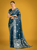 Monjolika Fashion Traditional Aqua blue Woven Banarasi Satin Silk Saree - Distacart