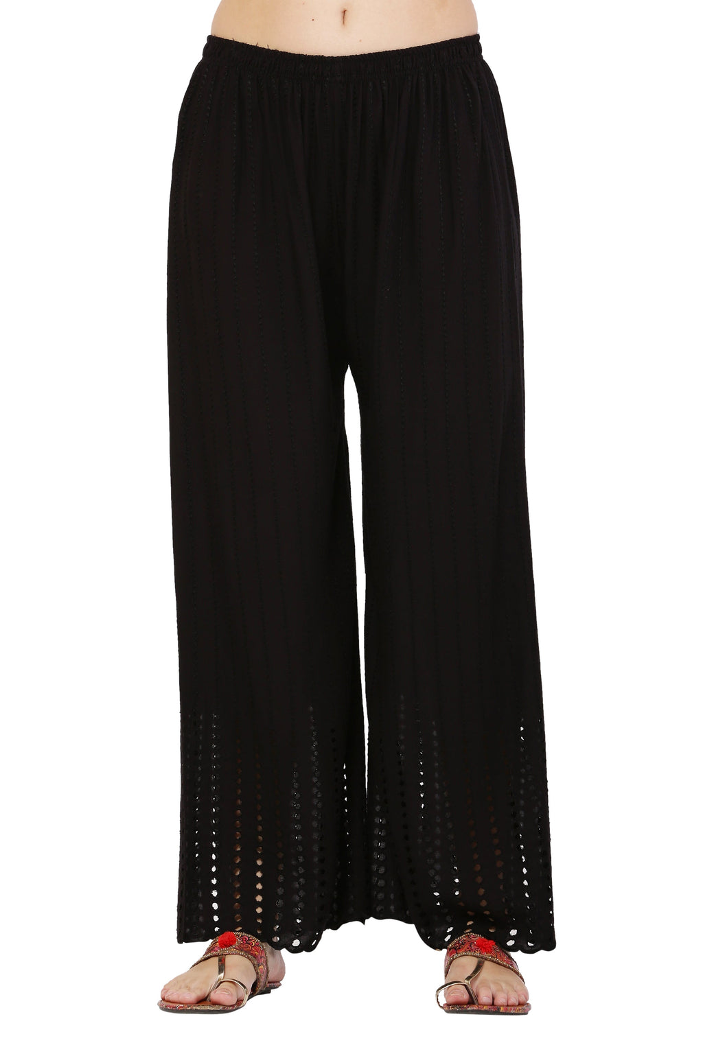 PAVONINE Black Color Goti Aari Work Rayon Fabric Sharara For Women - Distacart
