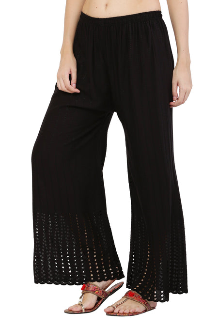 PAVONINE Black Color Goti Aari Work Rayon Fabric Sharara For Women