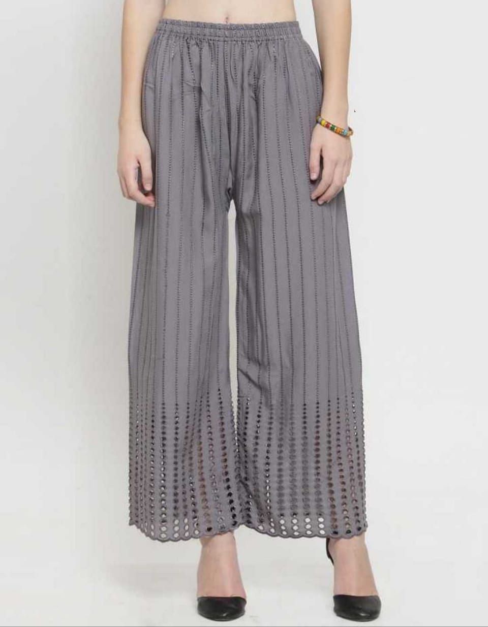 PAVONINE Grey Color Goti Aari Work Rayon Fabric Sharara For Women - Distacart