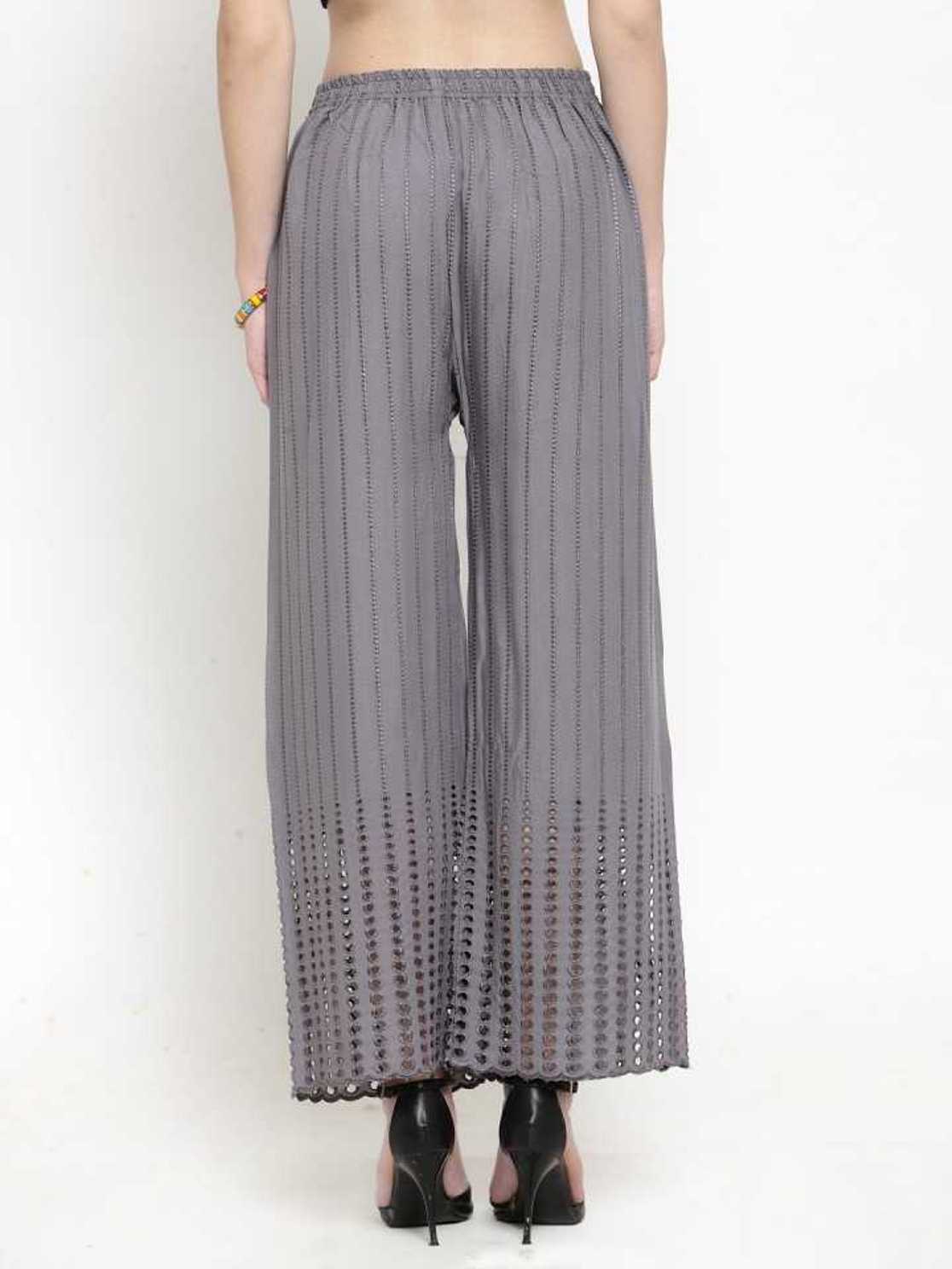 PAVONINE Grey Color Goti Aari Work Rayon Fabric Sharara For Women - Distacart