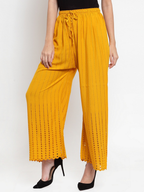 PAVONINE Mustard Color Goti Aari Work Rayon Fabric Sharara For Women - Distacart