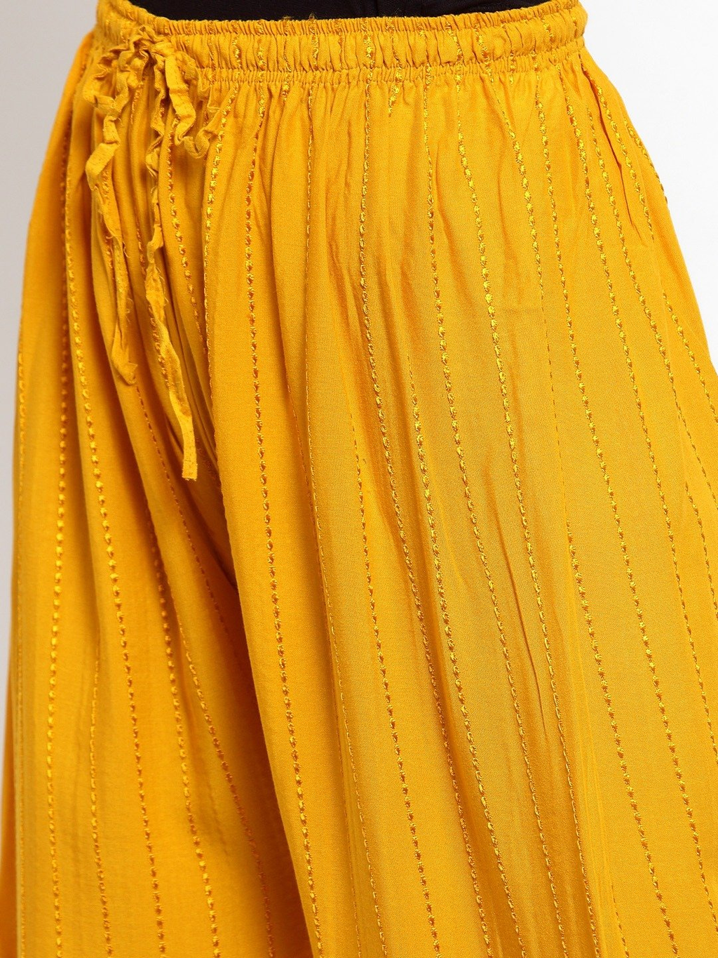 PAVONINE Mustard Color Goti Aari Work Rayon Fabric Palazzo For Women - Distacart