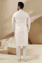 Raivat Ethnic Banarasi Art Silk Mirror Work Kurta Pajama In Off White Colour - Distacart