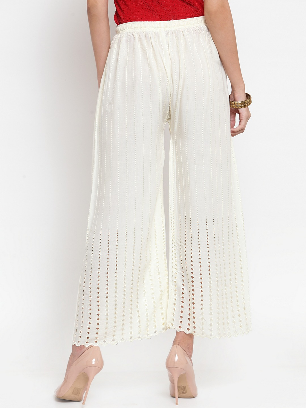 PAVONINE Off-White Color Goti Aari Work Rayon Fabric Sharara For Women - Distacart