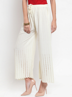 PAVONINE Off-White Color Goti Aari Work Rayon Fabric Palazzo For Women - Distacart