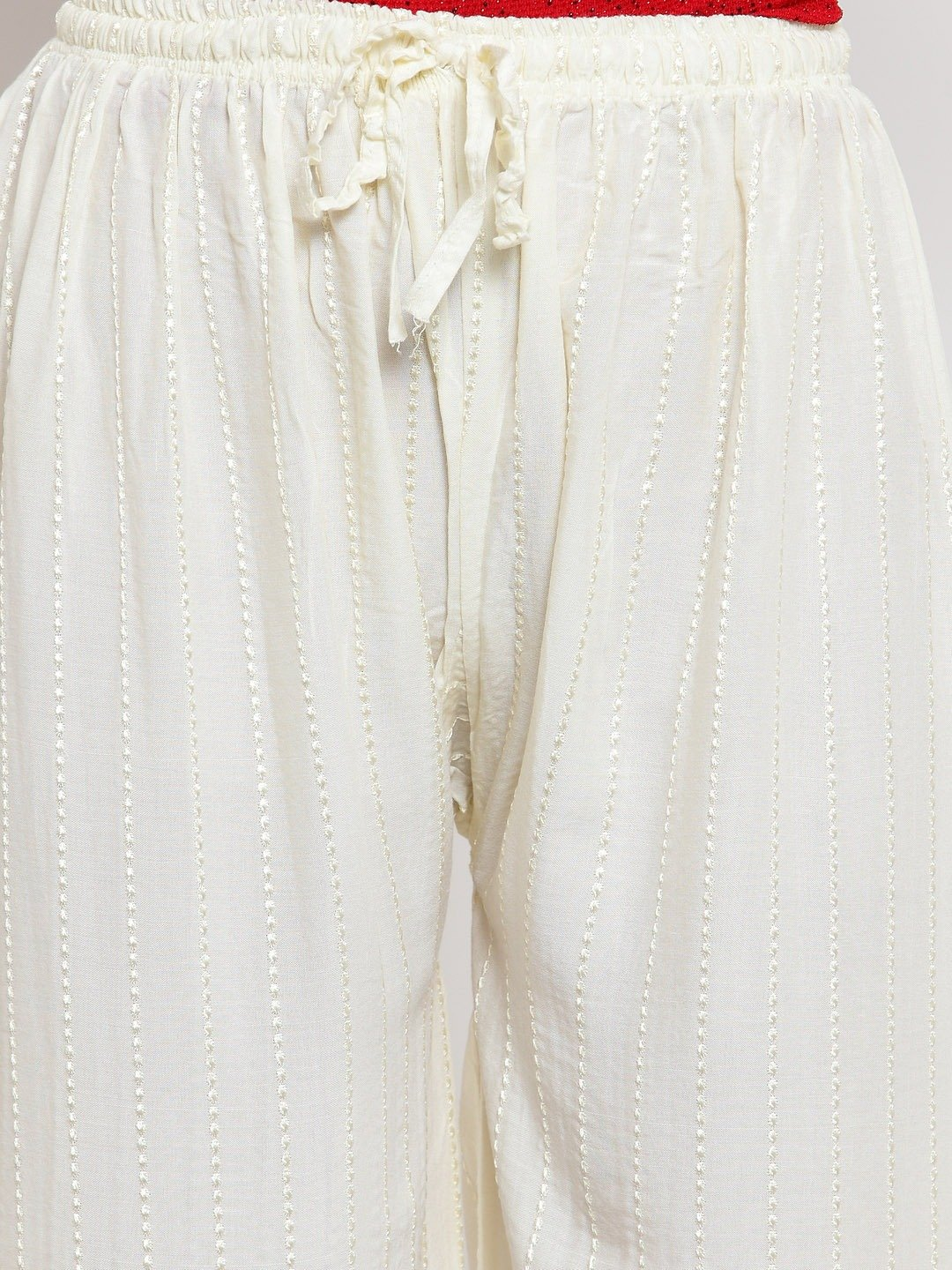 PAVONINE Off-White Color Goti Aari Work Rayon Fabric Palazzo For Women - Distacart