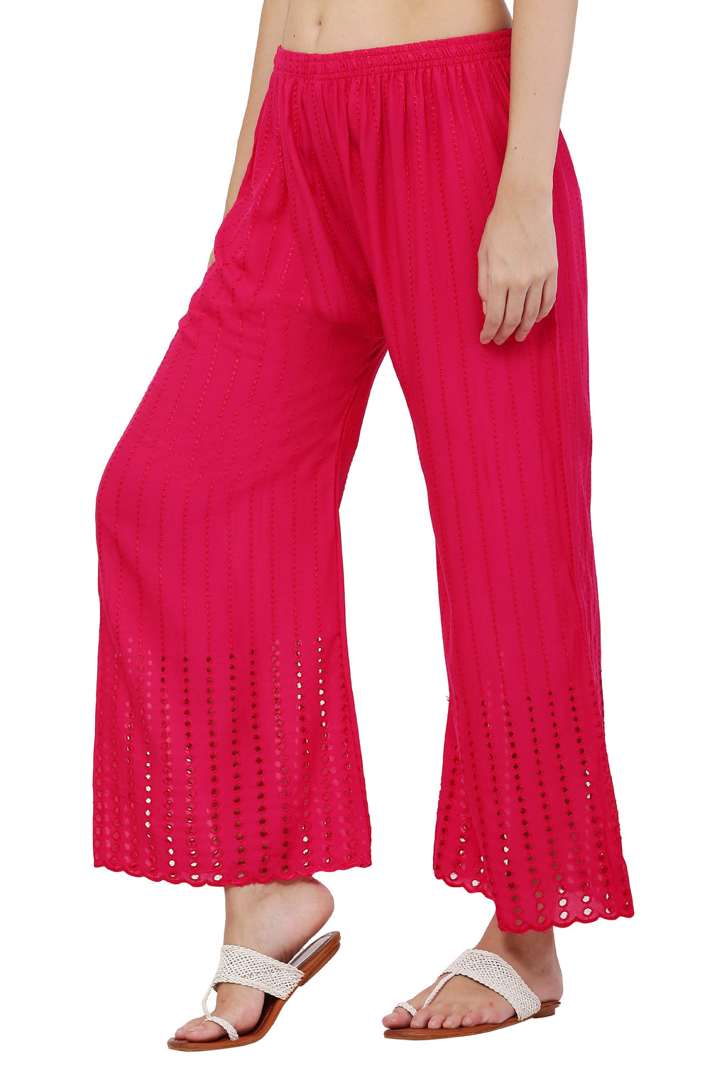 PAVONINE Rani Color Goti Aari Work Rayon Fabric Sharara For Women - Distacart