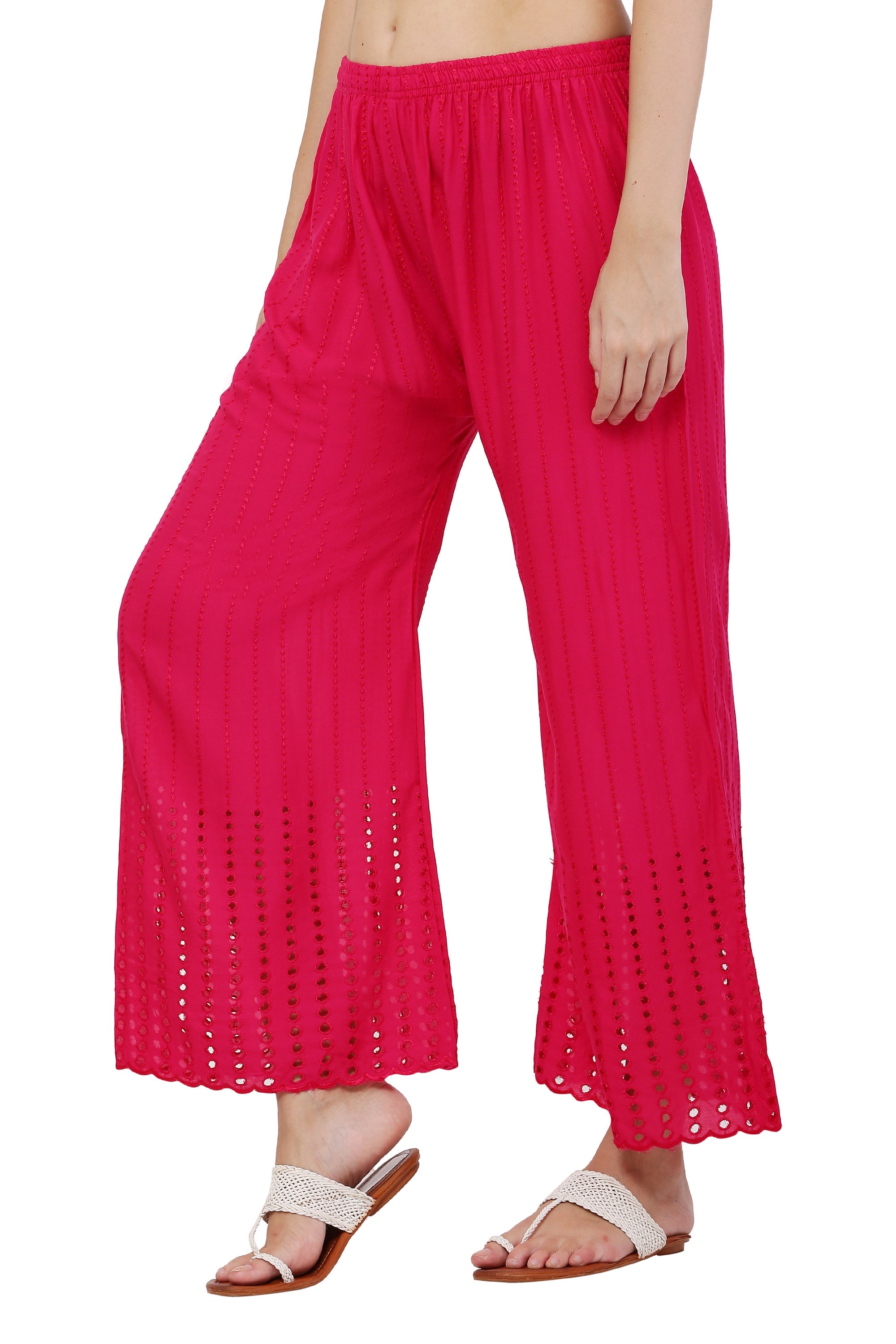 PAVONINE Rani Color Goti Aari Work Rayon Fabric Sharara For Women - Distacart
