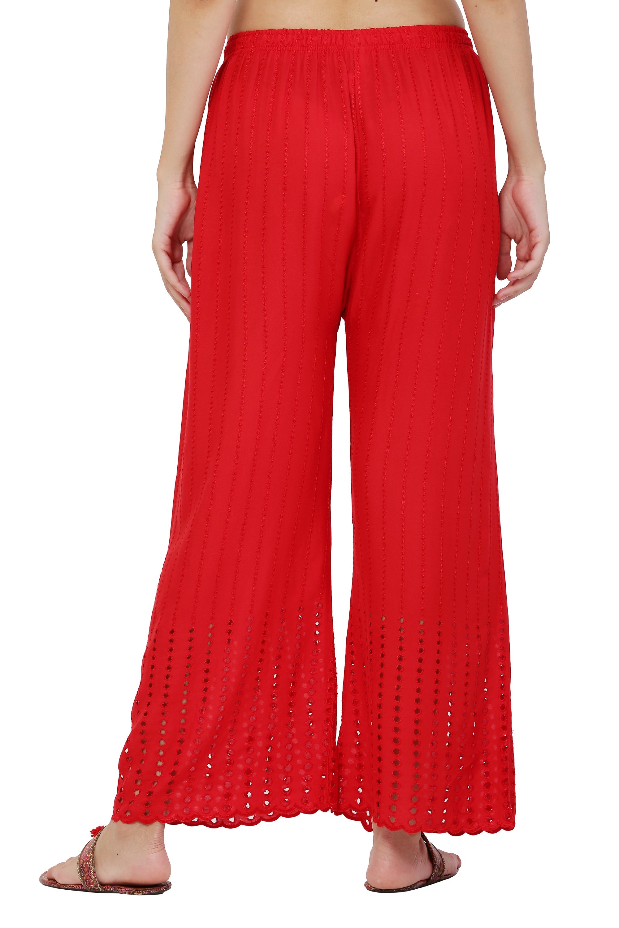 PAVONINE Red Color Goti Aari Work Rayon Fabric Sharara For Women - Distacart