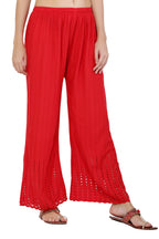 PAVONINE Red Color Goti Aari Work Rayon Fabric Palazzo For Women - Distacart