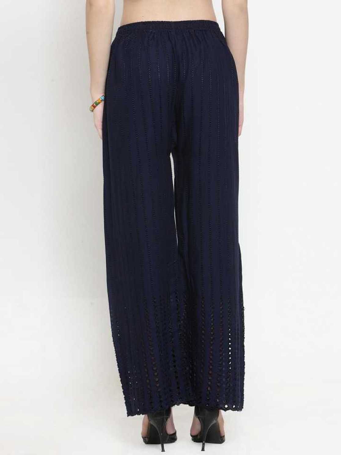 PAVONINE Navy Color Goti Aari Work Rayon Fabric Sharara For Women - Distacart