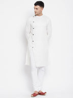 Even Apparels White Rayon Men's Sherwani Kurta With Asymetrical Cut - Distacart
