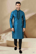 Raivat Ethnic Banarasi Art Silk Mirror Work Kurta Pajama In Teal Colour - Distacart