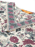 Indo Era Floral Printed Regular Pure Cotton Kurta with Trousers & Dupatta - Distacart