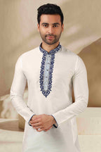 Raivat Ethnic Banarasi Art Silk Thread Work Kurta Pajama In Off White Colour - Distacart